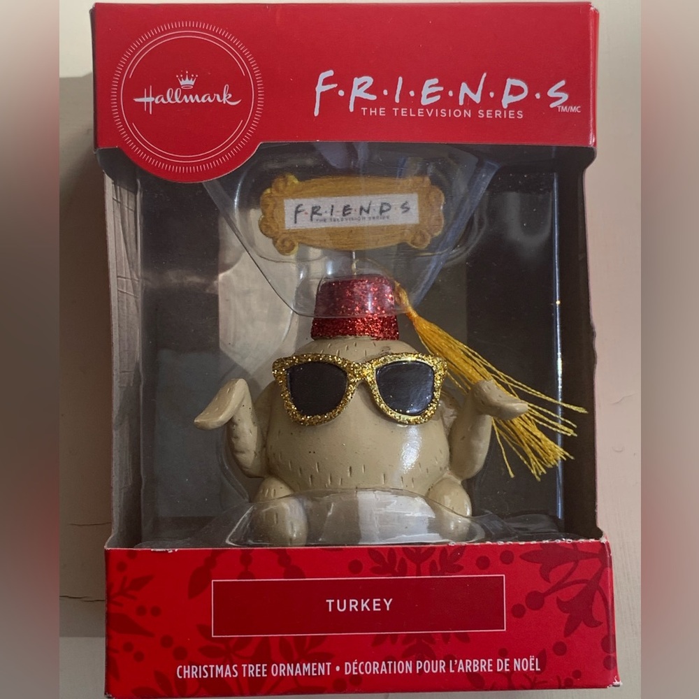 FRIENDS Turkey Ornament in Beige with Gold and Red